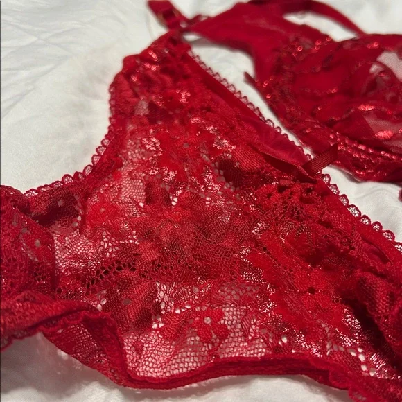 Victoria’s Secret Wicked Unlined Bow Embroidery Balconette Bra and Panty Set 36C - Picture 5 of 16